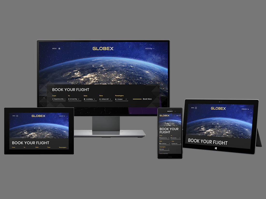 homepage mockup on different devices