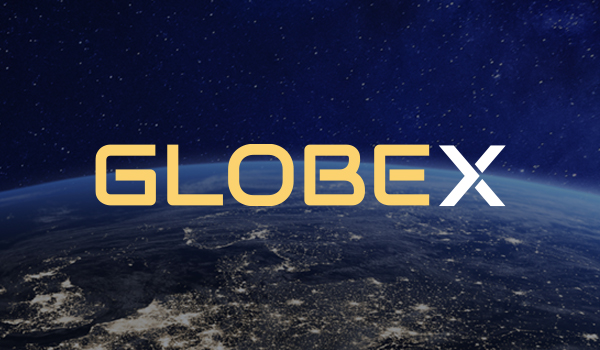 globex logo on space background facing earth